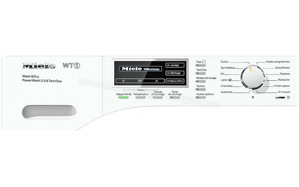 MIELE WTH 120 WPM - Panneau de commandes (cr&eacute;dit : Darty)