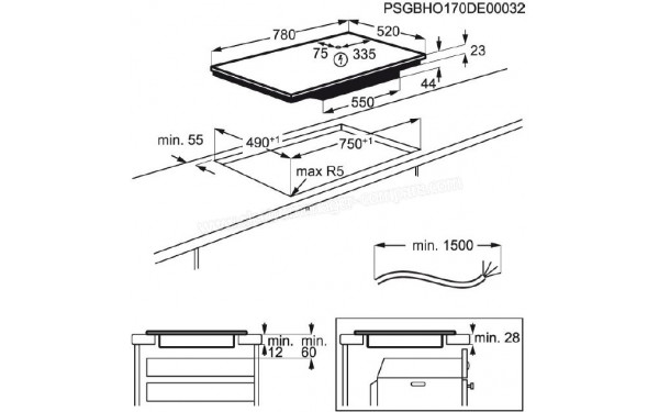 MIOGO MHI801SH - Dimensions
