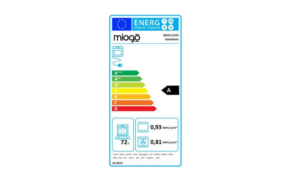 MIOGO MOS721TR - &Eacute;tiquette &eacute;nergie