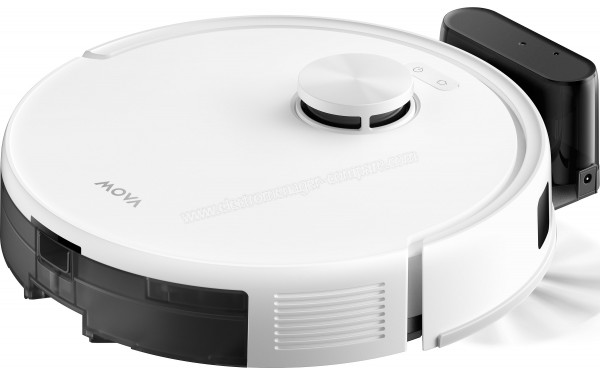 MOVA E20s Pro Blanc - Vue de 3/4 droite sur la base de chargement
