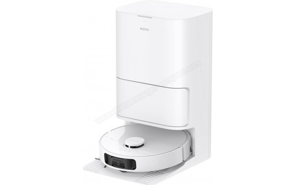 MOVA E30 Ultra Blanc - Vue de 3/4 droite sur la base de chargement