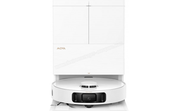 MOVA E50 Pro Ultra Blanc - Vue de face sur la station de chargement
