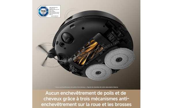 MOVA P50s Ultra Noir - M&eacute;canismes anti-enchev&ecirc;trement sur la roue et les brosses