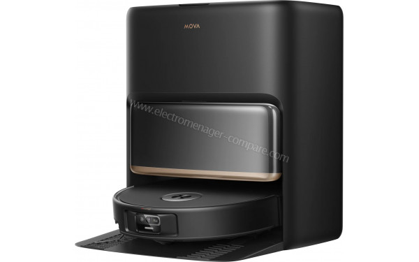 MOVA P50s Ultra Noir - Vue de 3/4 droite sur la station de chargement