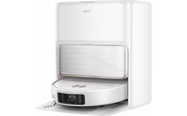 MOVA V70 Ultra Complete Blanc - Vue de 3/4 droite sur la station de chargement