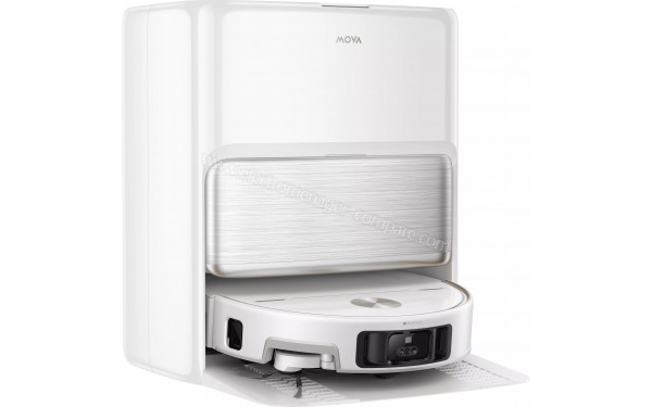 MOVA V70 Ultra Complete Blanc - Vue de 3/4 gauche sur la station de chargement