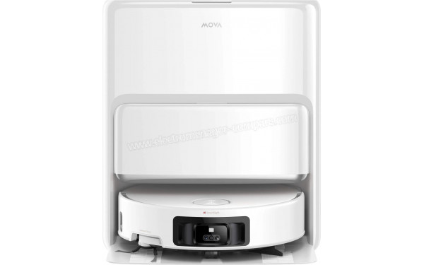 MOVA Z60 Ultra Roller Standalone Blanc - Vue de face sur la station de chargement