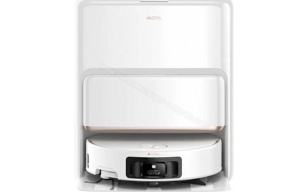 MOVA Z60 Ultra Roller Complete Blanc - Vue de face sur la station de chargement