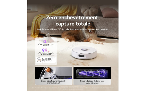 NARWAL Freo X10 Pro Blanc - Z&eacute;ro enchev&ecirc;trement