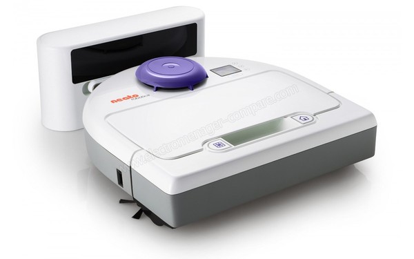 NEATO Botvac 80 - Vue 3/4 gauche avec base de charge