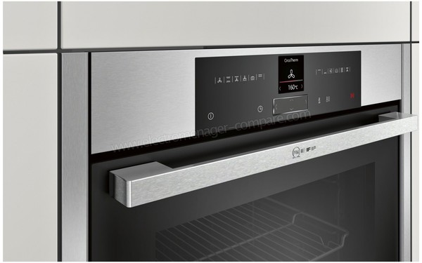 NEFF B25CR22N1 - Vue 3/4 gauche poign&eacute;e et bandeau de commandes