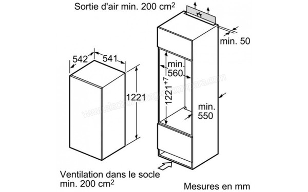 NEFF K1544X8 - Sch&eacute;ma d'encastrement