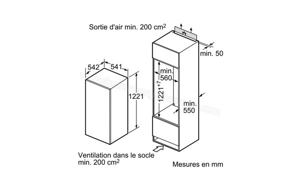 NEFF K1554X0FF - Schema d'encastrement