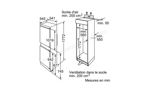 NEFF K4434X6FF - Schema d'encastrement 1