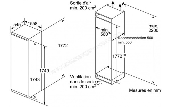 NEFF KI1813F30 - Sch&eacute;ma d'encastrement