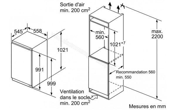 NEFF KI2323F30 - Sch&eacute;ma d'encastrement