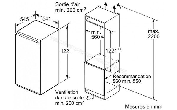 NEFF KI2422S30 - Sch&eacute;ma d'encastrement