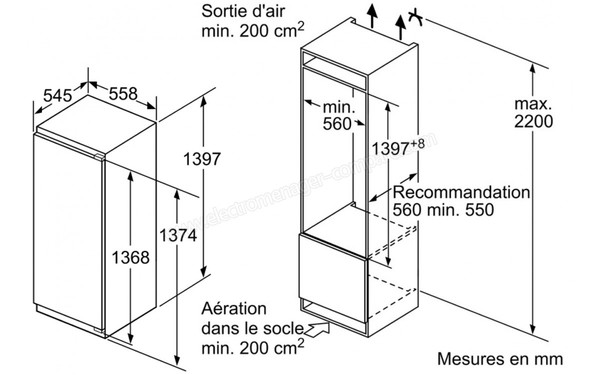 NEFF KI8523D30 - Sch&eacute;ma d'encastrement