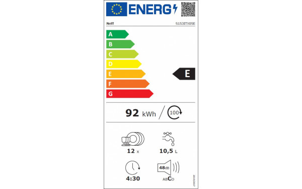 NEFF S153ITX05E - &Eacute;tiquette &eacute;nergie v2