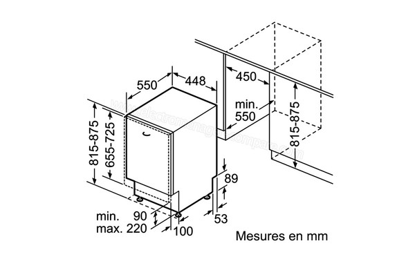 NEFF S58E50X2EU - Sch&eacute;ma d'encastrement