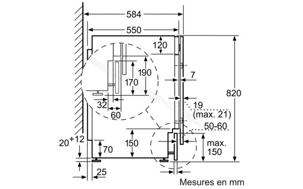 NEFF V6540X1EU - Sch&eacute;ma technique (vue de profil)