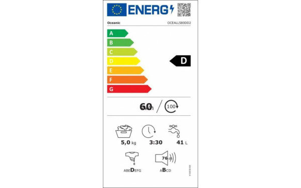 OCEANIC OCEALL580DD2 - &Eacute;tiquette &eacute;nergie v2