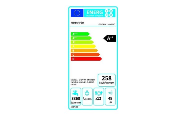 OCEANIC OCEALV1249WDD - &Eacute;tiquette &eacute;nergie