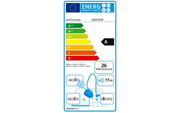 ONECONCEPT CleanTurbo Rouge - &Eacute;tiquette &eacute;nergie