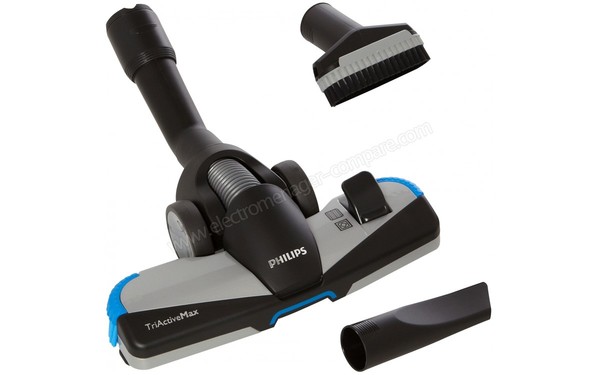 PHILIPS FC8723/09 - Brosse et embouts vue du dessus (cr&eacute;dit : Boulanger)