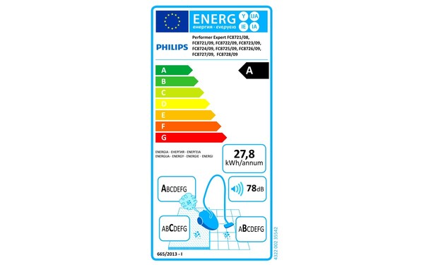 PHILIPS FC8726/09 - &Eacute;tiquette &eacute;nergie