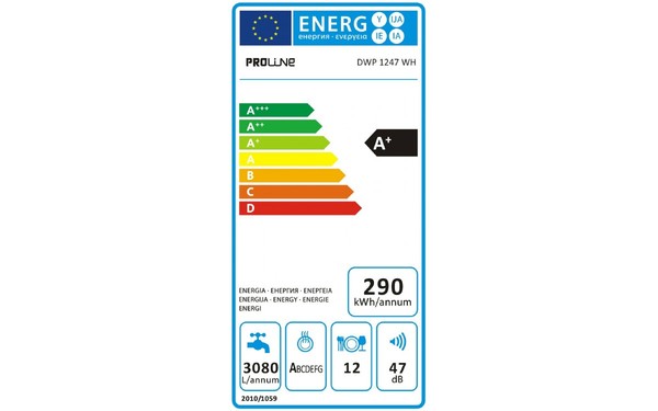 PROLINE DWP1247WH - &Eacute;tiquette &eacute;nergie