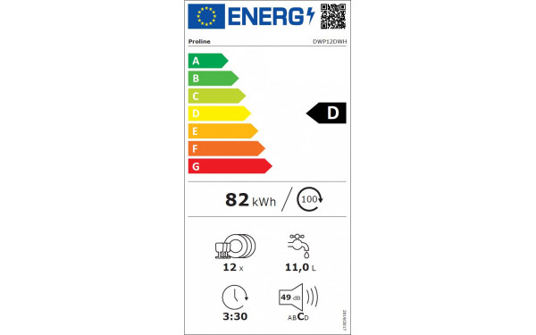 PROLINE DWP12DWH - &Eacute;tiquette &eacute;nergie v2