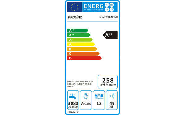PROLINE DWP49120WH - &Eacute;tiquette &eacute;nergie