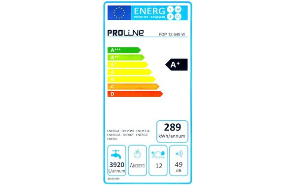 PROLINE FDP12649W - &Eacute;tiquette &eacute;nergie