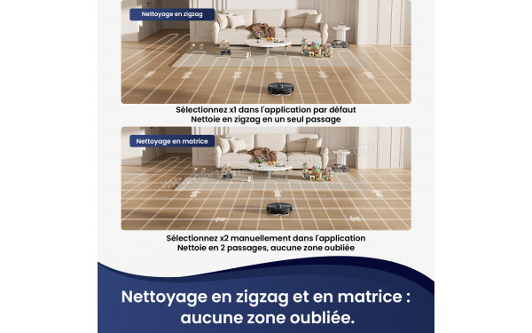 PROSCENIC M9 Pro Noir - Nettoyage en zigzag et en matrice