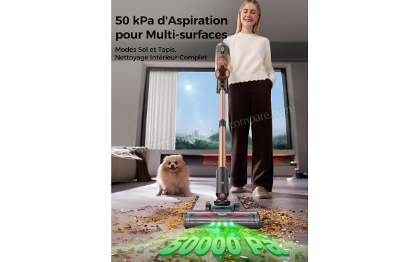 PROSCENIC P11 Ultra+ Gold Rose - Puissance d'aspiration