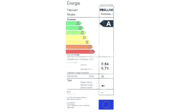 PROLINE PCC560 SL-1 - &Eacute;tiquette &eacute;nergie