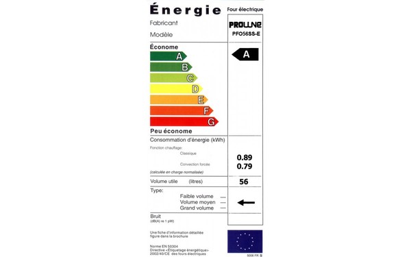 PROLINE PF056SS-E - &Eacute;tiquette &eacute;nergie