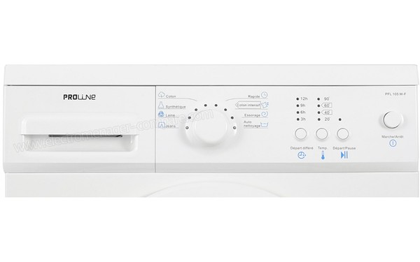 PROLINE PFL 105 W-F - Panneau de commandes (cr&eacute;dit : Darty)