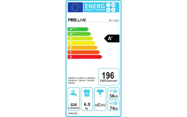 PROLINE PFL 106 F-1 - &Eacute;tiquette &eacute;nergie