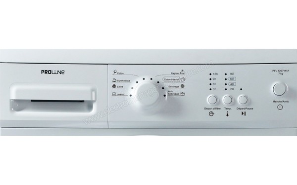 PROLINE PFL 1207 W-F-1 - Panneau de commandes (cr&eacute;dit : Darty)