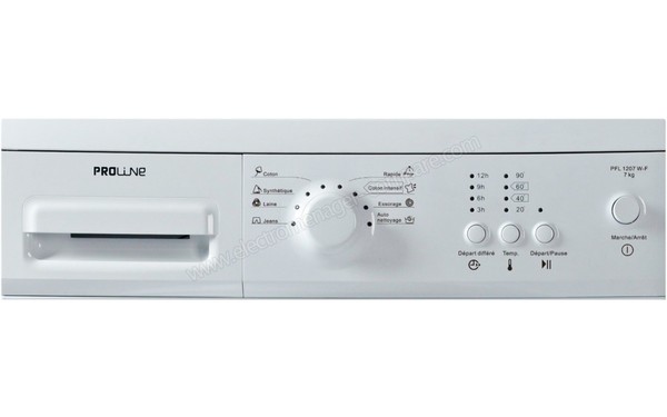 PROLINE PFL 1207 W-F - Panneau de commandes (cr&eacute;dit : Darty)