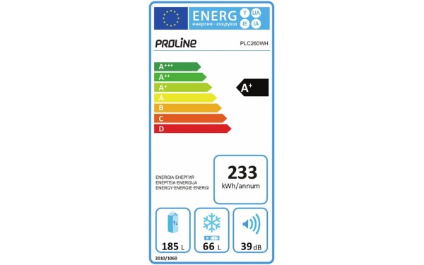 PROLINE PLC260WH - &Eacute;tiquette &eacute;nergie
