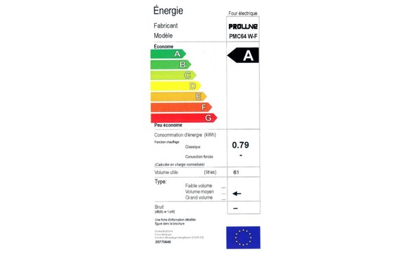 PROLINE PMC64 W-F - &Eacute;tiquette &eacute;nergie