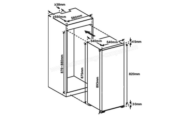 PROLINE PRI135-F-2 - Vue de l'encastrement (cr&eacute;dit : Darty)