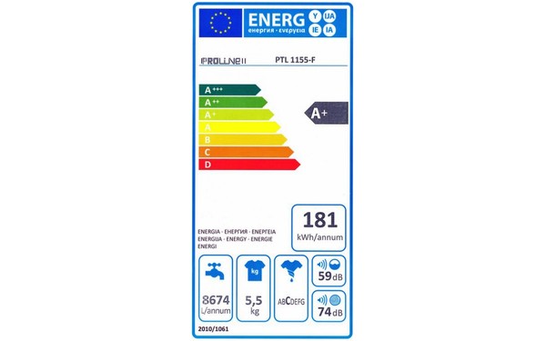 PROLINE PTL1155-F - &Eacute;tiquette &eacute;nergie