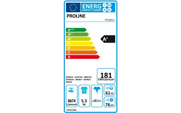 PROLINE PTL5511 - &Eacute;tiquette &eacute;nergie