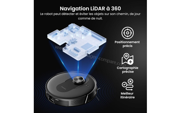 PROSCENIC Q8 Max+ Noir - Navigation LiDAR