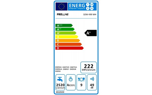 PROLINE SDW499WH - &Eacute;tiquette &eacute;nergie