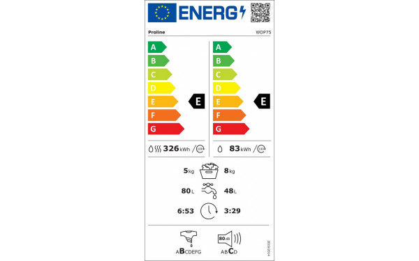 PROLINE WDP75 - &Eacute;tiquette &eacute;nergie v2